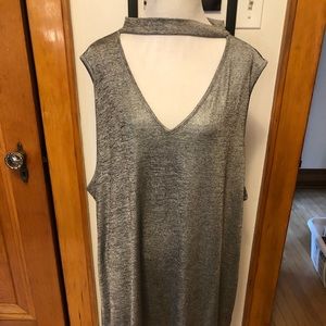 Shimmery Metallic Cut out Neck Sleeveless Top